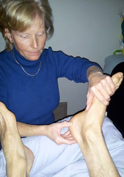 Lynne treating feet